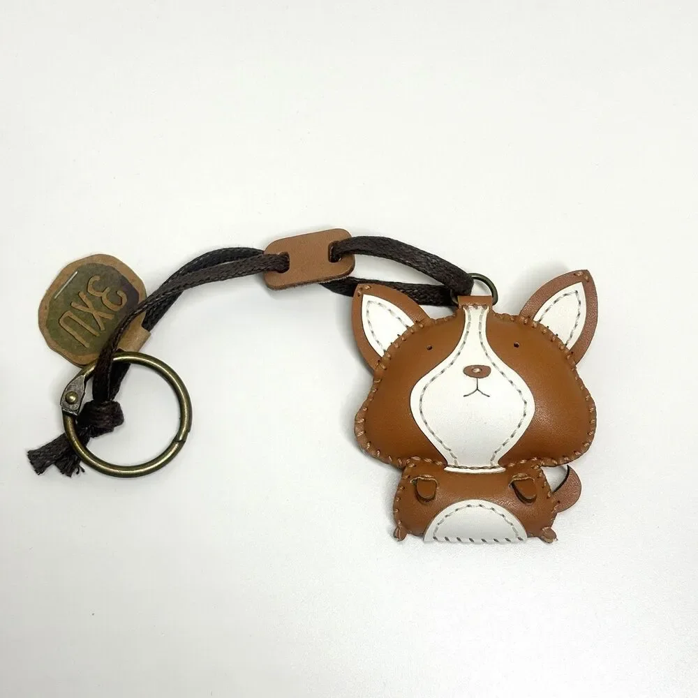 Corgi Dog Keychain Bag Charm Vegan Leather NEW with Tags Stocking Stuffer Gift